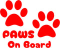 Paws On Board Car Decal Sticker, 12.7 cm, Black Paw Print Design, Pet Vehicle Bumper Sticker