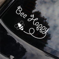 Bee Happy Car Decal Sticker, 5.91x3.35 Inch, Waterproof Vinyl, Funny Aesthetic Design, 2 Pack, for Laptop Water Bottle Truck Van SUV Motorcycle Vehicle Window