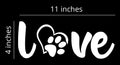 Paw Love Dog Footprint Vinyl Decal Sticker, 11x4 Inches, Black, for Cars, Walls, Windows