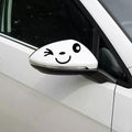 Winking Smiley Face Car Mirror Decals, 14.5 x 6cm, Vinyl Side View Mirror Stickers, Black and White, 1-Pair