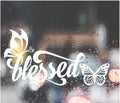 Blessed Butterfly Vinyl Decal, 3.5 x 7 inches, White, for Car Window Laptop Phone