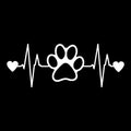 Paw Print Heartbeat Car Decal, 7.48 x 2.87 inches, White Vinyl Waterproof Sticker, for Cars Trucks Vans