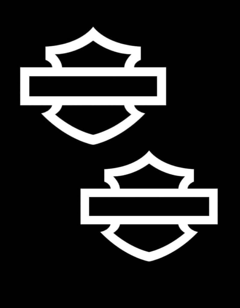 Motorcycle bar and Shield Design Logo Vinyl Decal, White, 5x4 inches, 2-Piece Set
