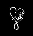 Faith Heart Vinyl Decal Sticker for Cars, Trucks, Vans, Laptop, White, 5.5 x 3.6 inches
