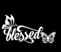 Blessed Butterfly Vinyl Decal, 3.5 x 7 inches, White, for Car Window Laptop Phone