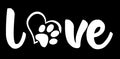 Paw Love Dog Footprint Vinyl Decal Sticker, 11x4 Inches, Black, for Cars, Walls, Windows