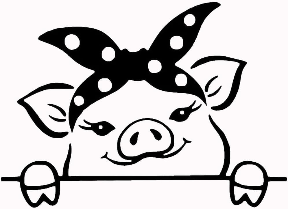 Peeking Pig Vinyl Decal Sticker, Black, 5.5 x 4.0 inches, for Cars Trucks Vans Walls Laptop