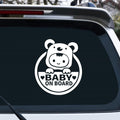 Baby on Board Car Sticker, Cute Bear Design, 5x5.9 inches, White Vinyl Decal for Vehicle Window