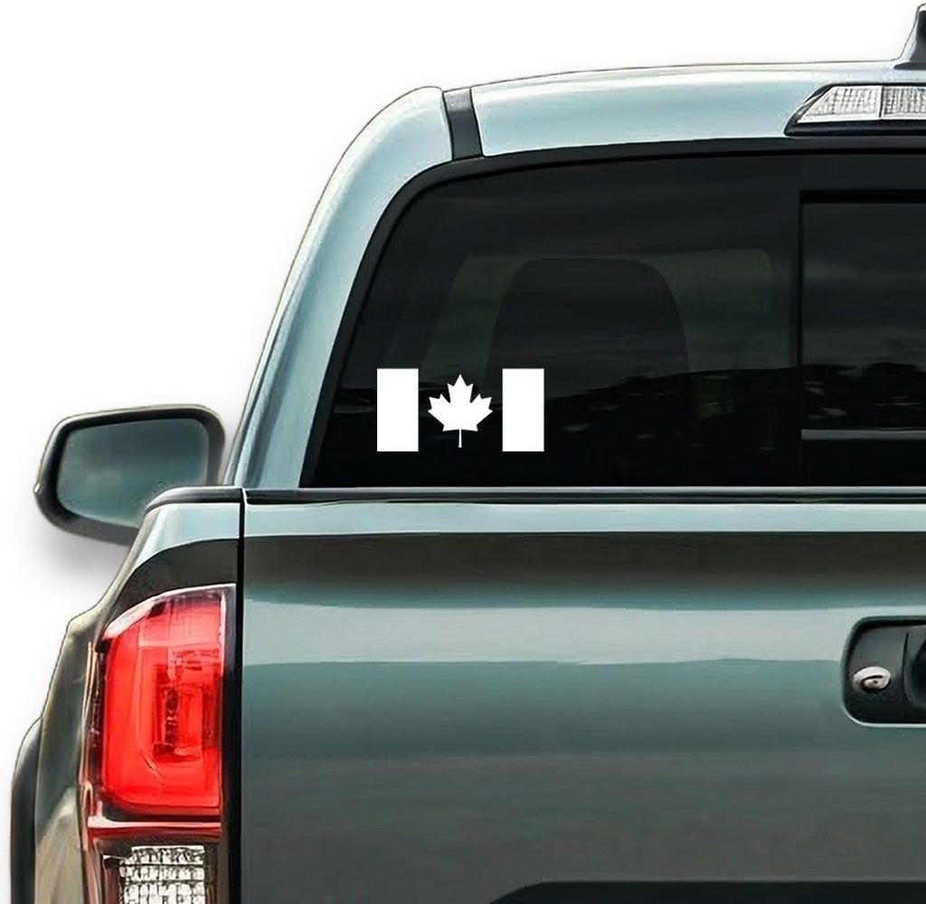 MobiCR Subdued Canadian Flag Vinyl Decal Stickers, 6.3 x 3.1 Inches, 2-Pack, Black, for Cars, Trucks, Jeeps