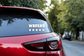 Wanted Car Decal with 5 Stars, 7 x 3.26 inches, White Vinyl Window Sticker