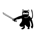 Ninja Cat Car Decal, Vinyl Sticker for Vehicles, White, 5.5 x 3.6 inches