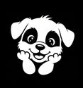 Cute Dog Character Car Decal, Black Vinyl Window Sticker - Transparent Background (White, 6 inch)