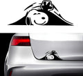 Snoopy Peeking Car Decal, Black Vinyl Sticker, 8 x 3 inches