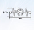 Paw Print Heartbeat Car Decal, 7.48 x 2.87 inches, White Vinyl Waterproof Sticker, for Cars Trucks Vans