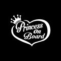 Princess on Board Car Decal, 7.87 x 6.29 inches, 2-Pack White Vinyl Safety Warning Stickers for Vehicle Windows