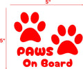 Paws On Board Car Decal Sticker, 12.7 cm, Black Paw Print Design, Pet Vehicle Bumper Sticker