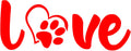 Paw Love Dog Footprint Vinyl Decal Sticker, 11x4 Inches, Black, for Cars, Walls, Windows