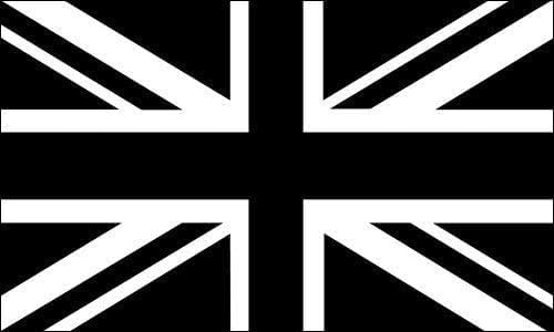 Union Jack British Flag Car Decal, Black and White, 3 x 5 inches, Waterproof Vinyl Sticker