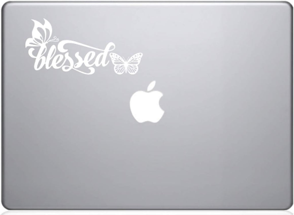 Blessed Butterfly Vinyl Decal, 3.5 x 7 inches, White, for Car Window Laptop Phone