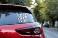 Faith Over Fear Car Decal, White Vinyl Sticker, 5.5 x 4 Inches, Weather Resistant Window Bumper Decal
