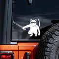 Ninja Cat Car Decal, Vinyl Sticker for Vehicles, White, 5.5 x 3.6 inches