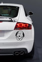 Cute Dog Character Car Decal, Black Vinyl Window Sticker - Transparent Background