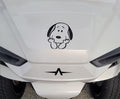 Cute Dog Character Car Decal, Black Vinyl Window Sticker - Transparent Background