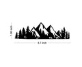 Mountain Forest Car Decal, Vinyl Snow Mountain Tree Sticker, 6.7 x 1.96 inches, Black