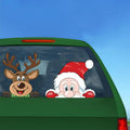 Christmas Car Window Decals, Santa Claus and Reindeer Stickers, 2 Pack Holiday Car Decorations, 8x11 Inch