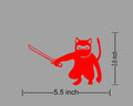 Ninja Cat Car Decal, Vinyl Sticker for Vehicles, White, 5.5 x 3.6 inches