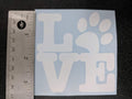 Pet Car Decals Set, 4 Pack - Love with Paw Print, Heart Paw, Heartbeat Design, White Vinyl Stickers