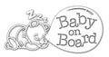 Baby on Board Car Decal Sticker, Sleeping Baby Design, 7 x 4 inches, White