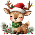 Christmas Reindeer with Santa Hat Car Decal Sticker, Waterproof Self-Adhesive PVC Vinyl, 4.72 x 4.69 Inch, Festive Holiday Theme for Cars, Laptops, Trucks, Motorcycles, Windows