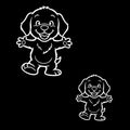 Cute Dog Car Decal Set, White Vinyl Stickers, 5.0 x 4.8 inches and 2.7 x 4.2 inches, for Laptop, Car Windows