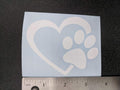 Pet Car Decals Set, 4 Pack - Love with Paw Print, Heart Paw, Heartbeat Design, White Vinyl Stickers