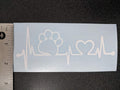 Pet Car Decals Set, 4 Pack - Love with Paw Print, Heart Paw, Heartbeat Design, White Vinyl Stickers