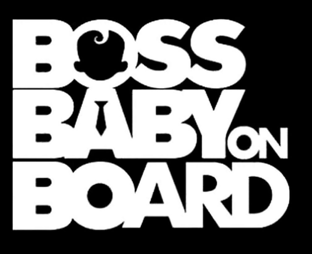 Boss Baby on Board Car Decal, Black Reflective Window Sticker, 4 x 3 inches
