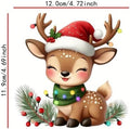 Christmas Reindeer with Santa Hat Car Decal Sticker, Waterproof Self-Adhesive PVC Vinyl, 4.72 x 4.69 Inch, Festive Holiday Theme for Cars, Laptops, Trucks, Motorcycles, Windows