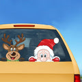 Christmas Car Window Decals, Santa Claus and Reindeer Stickers, 2 Pack Holiday Car Decorations, 8x11 Inch