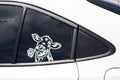 Cow with Flower Vinyl Decal Sticker, 6 Inch, Clear, for Car Window and Flat Surfaces