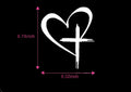 Love Heart Cross Car Window Decal, 8.7 x 6 inches, White Vinyl Sticker