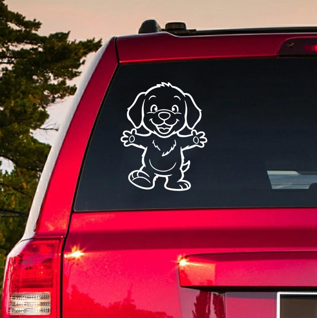 Snoophy Dancing Car Window Decal, White Vinyl Sticker, Decorative Vehicle Accessory (White, 6 inch)