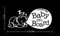 Baby on Board Car Decal Sticker, Sleeping Baby Design, 7 x 4 inches, White