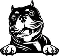 MobiCR Peeking Pit Bull Car Decal, American Bully Dog Vinyl Sticker, 5 x 5 inch Black Window Bumper Vehicle Decoration