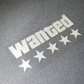 Wanted Car Decal with 5 Stars, 7 x 3.26 inches, White Vinyl Window Sticker