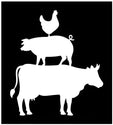 MobiCR Stacked Farm Animals Vinyl Decal, White, 4 x 4.5 inches, for Car Windows, Laptops and Electronics