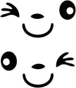 Winking Smiley Face Car Mirror Decals, 14.5 x 6cm, Vinyl Side View Mirror Stickers, Black and White, 1-Pair