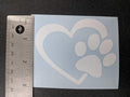Pet Car Decals Set, 4 Pack - Love with Paw Print, Heart Paw, Heartbeat Design, White Vinyl Stickers