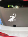 Baby on Board Car Decal, Cute Elephant Design with Hearts, White Vinyl Sticker, 5.5 Inches