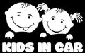 Kids in Car Safety Decal, White Vinyl Car Window Sticker, 7 x 4.3 inches